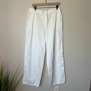Kate Hill Woman 14W White Cotton Wide-Leg High-Rise Pants Classic Cottage‎ Beach